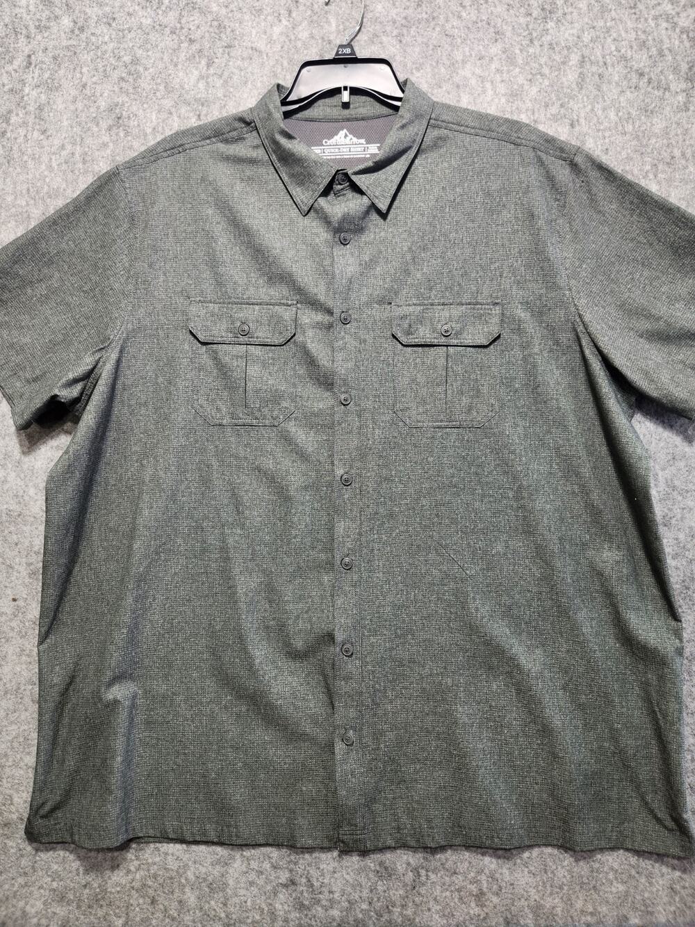 Croft & Barrow Mens 2XB Quick Dry Shirt Gray Short Sleeve Button Up Outdoor...